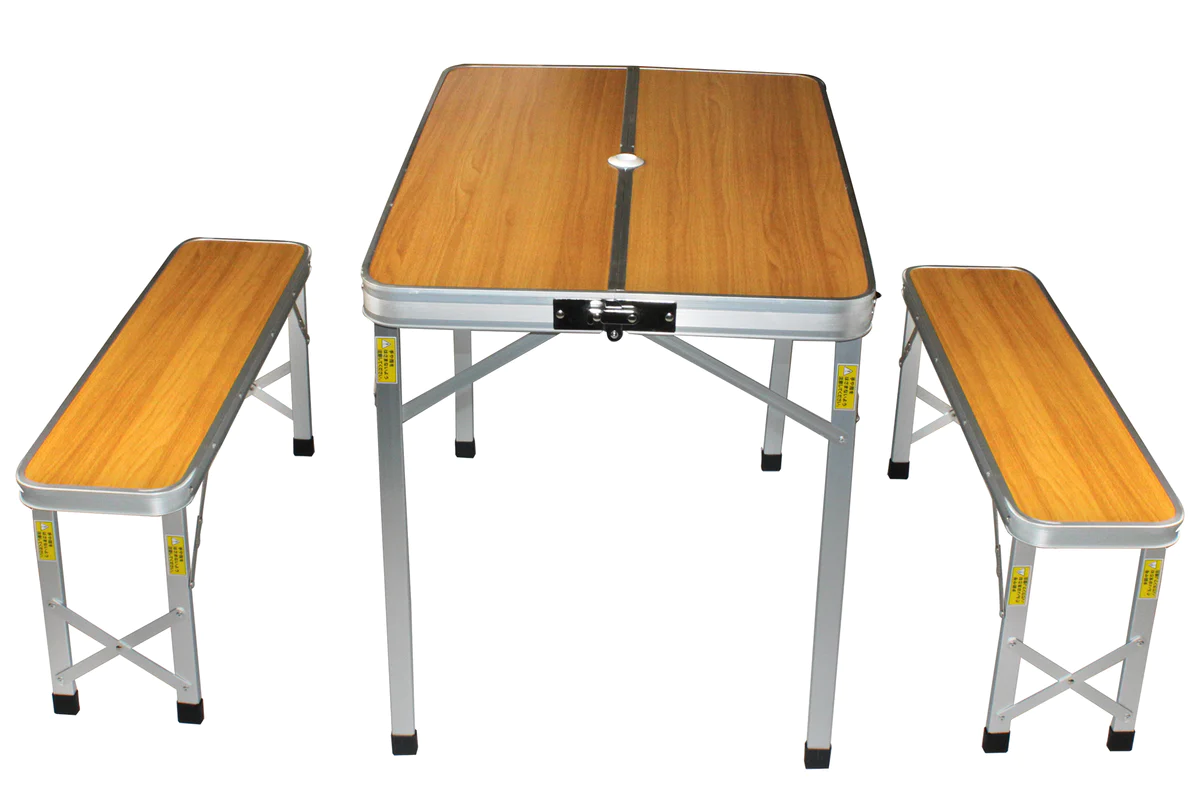 90x60cm Portable Outdoor Aluminium Folding Table & Bench Set | Mmaraka ...