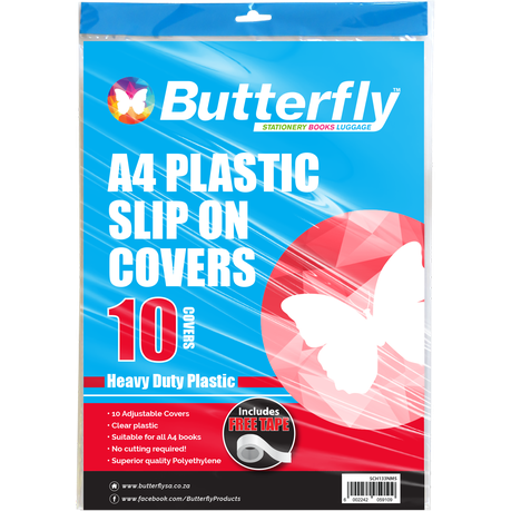 Butterfly A4 Plastic Slip On Clear Covers - 10s