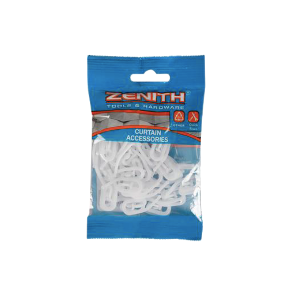 Zenith- White Plastic Curtain Hooks 50 Pack x1