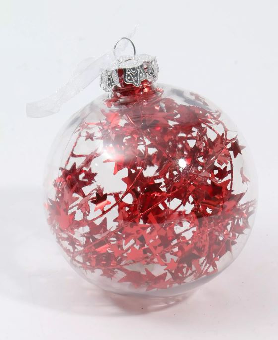 Tinsel Star Hanging Bauble, 8cm