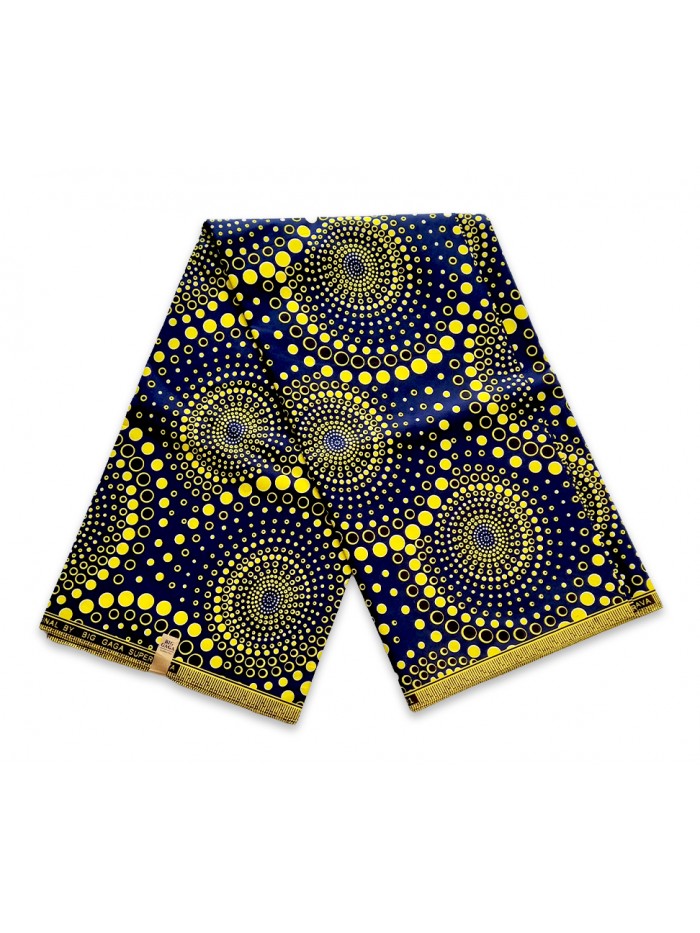 Blue Circular Whirl Poly African Print Fabric