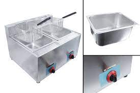 12 Liter Double Pan Commercial Gas Fryer with Tube Burners