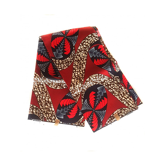 Red Spiral African Print Polyester Fabric
