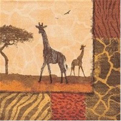 3ply Luncheon Giraffe Collage Oxide Red 20s