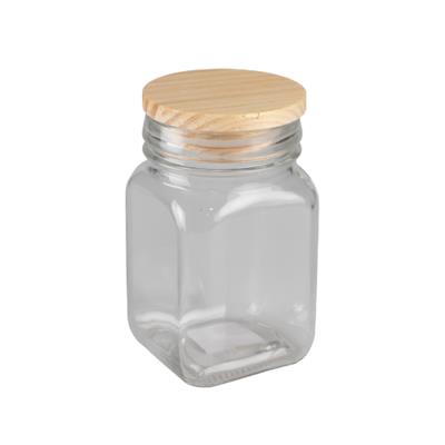 Aqua Square Glass Canister Pine Lid 250ml