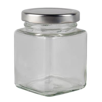 Aqua Square Glass Jar Silver Lid 130ml