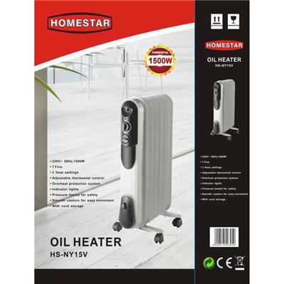 7 Fins Oil Heater 1500W 3 Heat Settings