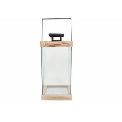 Ornament Holder Wood With Glass Large