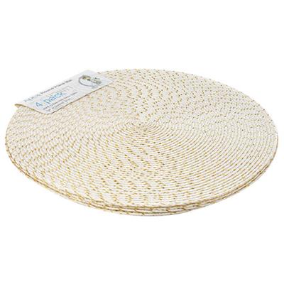 Aqua Placemat Round Gold 4pc