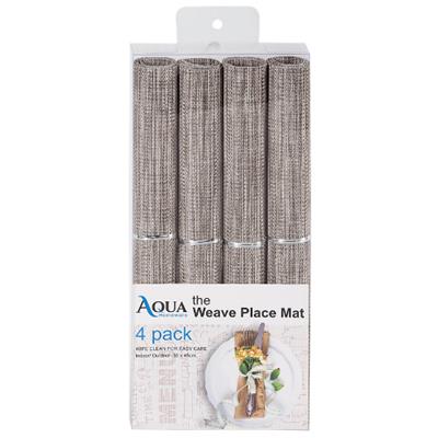 Aqua Placemat Weave Light Brown & Gold 4pc