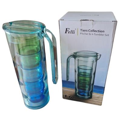 Jug Tiers 1.6lt & 4 Tumblers Acrylic