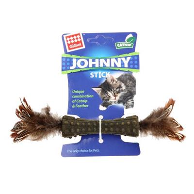 Gigwi Catnip Johnny Stick With Double Side Natural Feather
