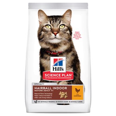 Hills Science Plan Feline Senior Mature Adult 7+ Hairball Indoor Dry Chicken 2.5