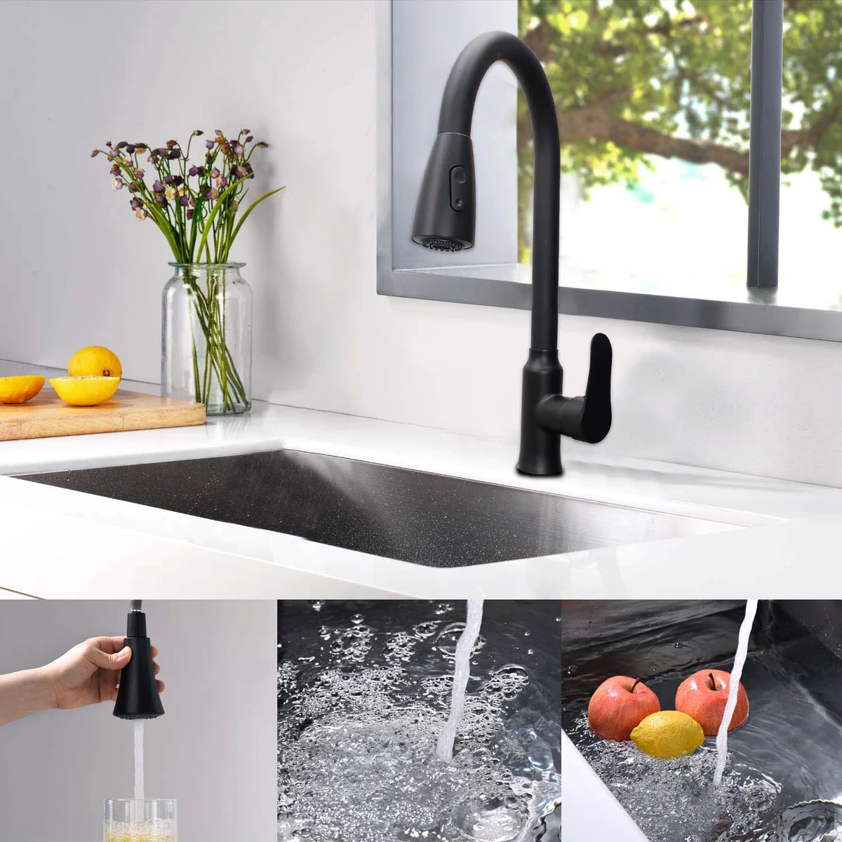 LMA Heavy Duty Kitchen Tap Mixer with Self-Retracting Pullout Faucet BA-6809