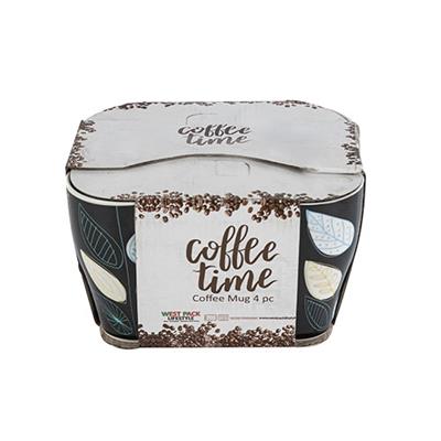 Printed Mug Black & Leaves