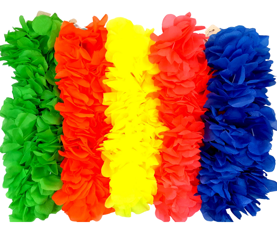 6x Lei ( Luau Flower Garland) Neon 48cm/Each Hawaii Theme