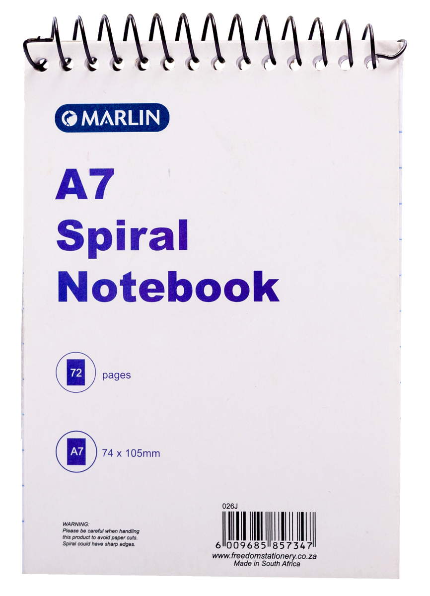 Marlin - Spiral Note Book - A7 - 72 Page - 2 Pack