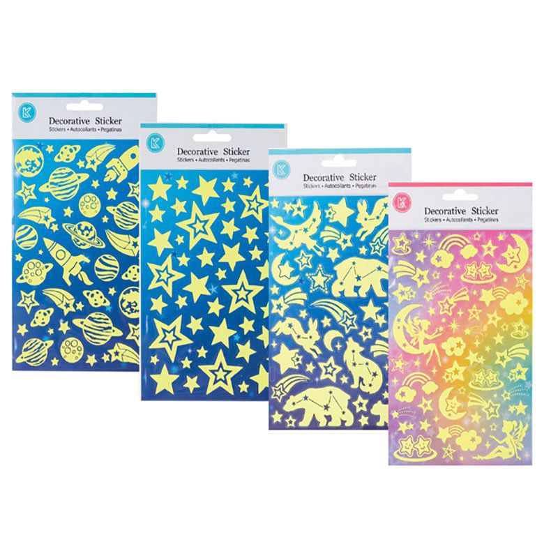 Glow In The Dark Kids Room Decor Assorted (4 Pack)