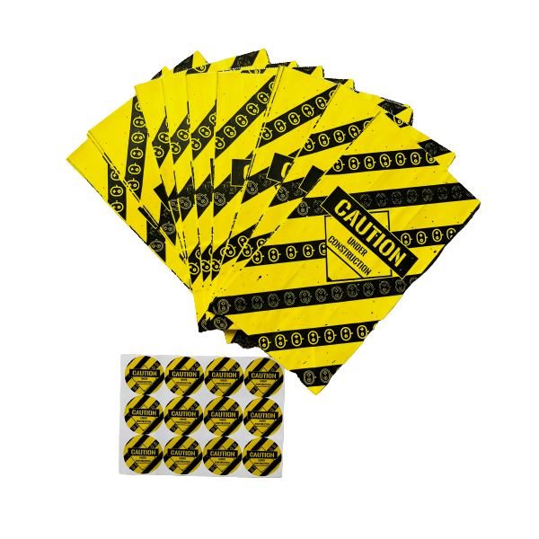 Caution - Paper Loot Party Packs & Stickers - Pack of 12 (24cm x 13cm)