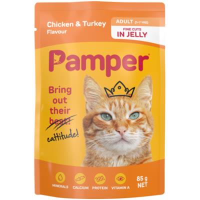 Pamper Chicken & Turkey In Jelly 85g