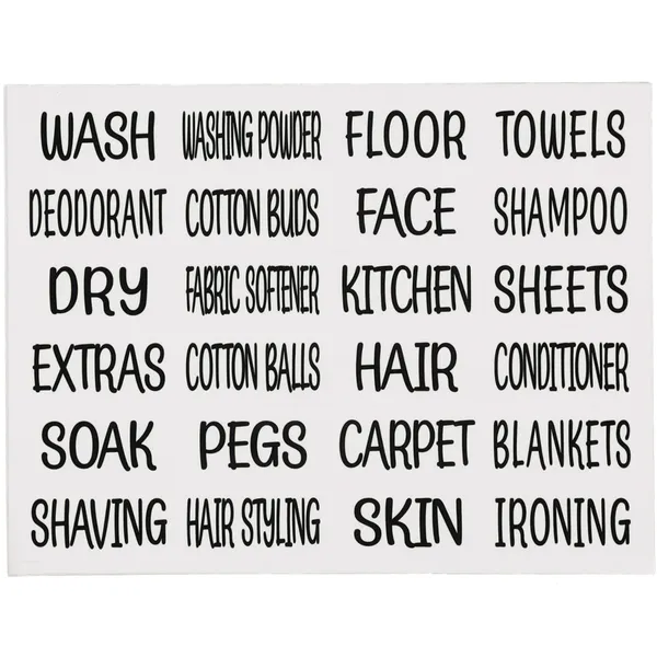 Bathroom organizer labels